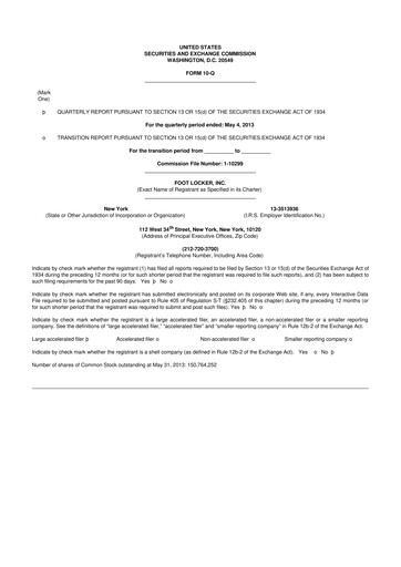 Thumbnail Foot Locker
 10-Q Quarterly Report FY2013 