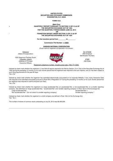 Thumbnail Wabash National
 10-Q Quarterly Report FY2013 