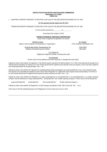 Thumbnail Franklin Financial Services Corporation 10-Q Quarterly Report FY2013 