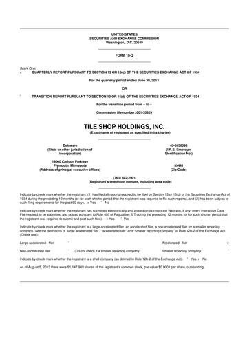 Thumbnail Tile Shop Holdings 10-Q Quarterly Report FY2013 