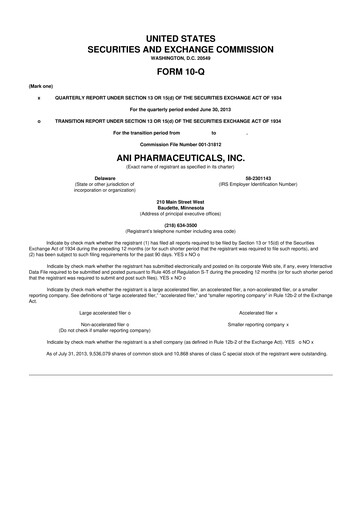 Thumbnail ANI Pharmaceuticals 10-Q Quarterly Report FY2013 