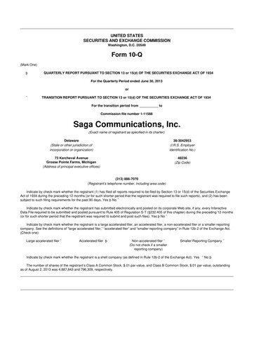 Thumbnail Saga Communications 10-Q Quarterly Report FY2013 