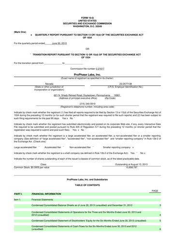 Vorschaubild ProPhase Labs 10-Q Quartalsbericht 2013 