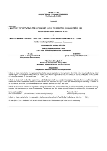 Miniature Cytosorbents 10-Q Rapport trimestriel 2013 