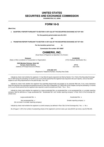 Thumbnail Chimerix 10-Q Quarterly Report FY2013 