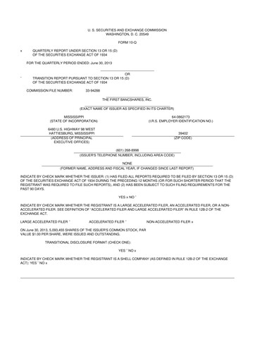 Thumbnail The First Bancshares 10-Q Quarterly Report FY2013 