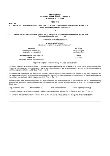 Thumbnail Atossa Therapeutics 10-Q Quarterly Report FY2013 