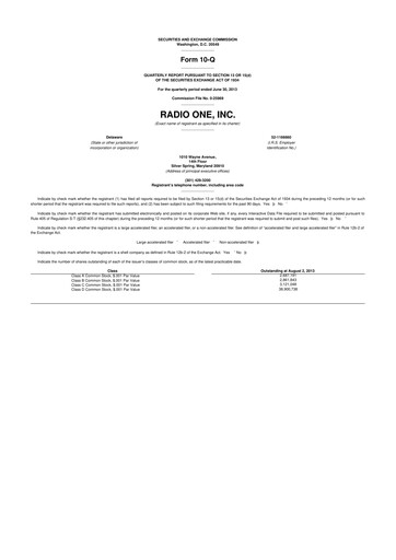 Thumbnail Urban One
 10-Q Quarterly Report FY2013 