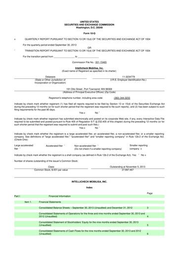 Miniature Intellicheck 10-Q Rapport trimestriel 2013 