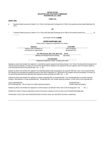 Thumbnail Interparfums 10-Q Quarterly Report FY2013 