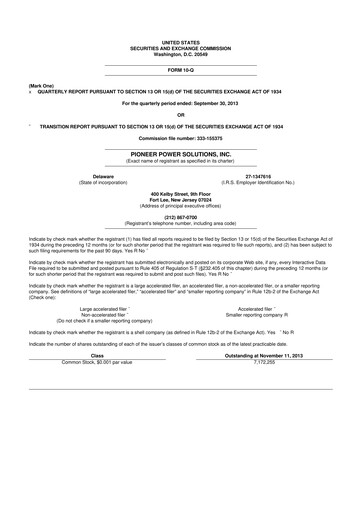Thumbnail Pioneer Power Solutions 10-Q Quarterly Report FY2013 