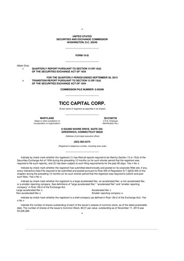 Miniature Oxford Square Capital
 10-Q Rapport trimestriel  