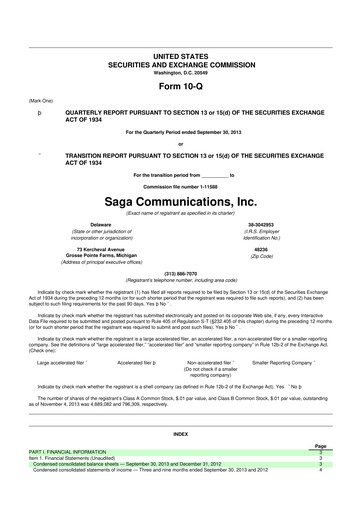 Thumbnail Saga Communications 10-Q Quarterly Report FY2013 