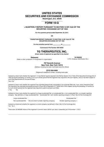 Thumbnail TG Therapeutics 10-Q Quarterly Report FY2013 