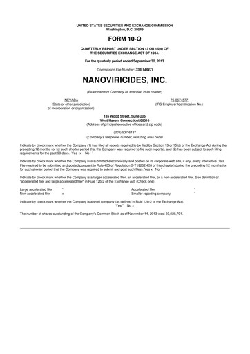 Thumbnail NanoViricides 10-Q Quarterly Report FY 