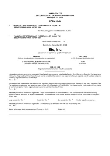 Thumbnail iBio 10-Q Quarterly Report FY2014 