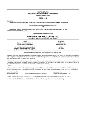 Miniature Fennec Pharmaceuticals 10-Q Rapport trimestriel 2013 