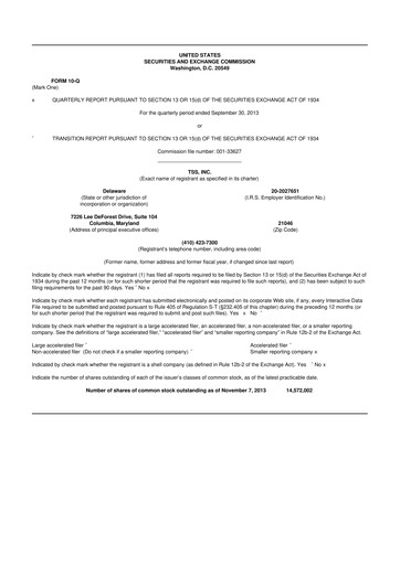Miniature TSS, Inc. 10-Q Rapport trimestriel 2013 