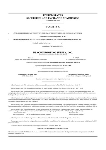 Miniature Beacon Roofing Supply 10-K Rapport annuel 2013