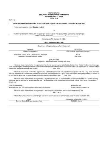 Thumbnail Lakeland Industries
 10-Q Quarterly Report FY2014 