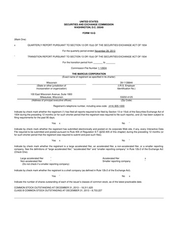 Thumbnail Marcus Corporation
 10-Q Quarterly Report FY2014 