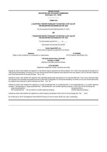 Thumbnail Golub Capital 10-Q Quarterly Report FY 