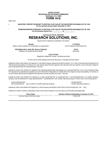 Miniature Research Solutions 10-Q Rapport trimestriel 2014 