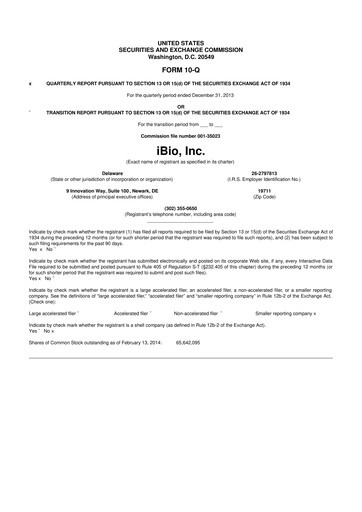 Thumbnail iBio 10-Q Quarterly Report FY2014 