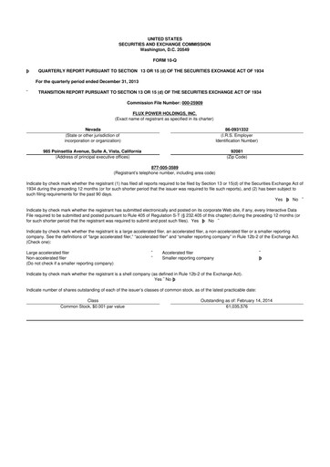 Thumbnail Flux Power 10-Q Quarterly Report FY2014 
