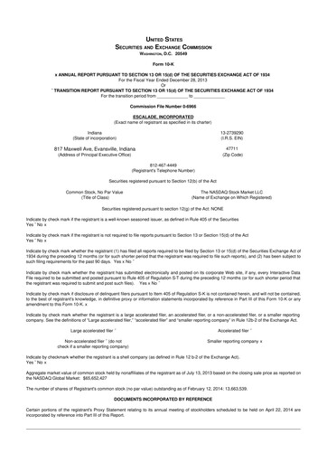 Thumbnail Escalade Sports 10-K Annual Report 2013