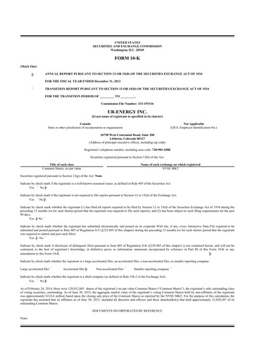 Thumbnail Ur-Energy 10-K Annual Report 2013