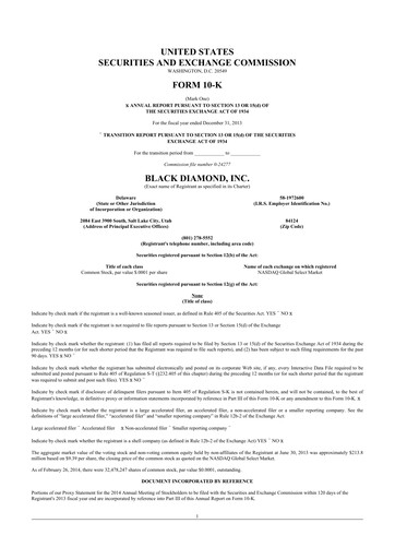 Vorschaubild Clarus
 10-K Jahresbericht 2013