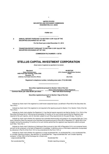 Thumbnail Stellus Capital Investment Corporation 10-K Annual Report 