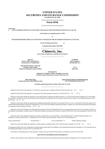 Miniature Chimerix 10-K Rapport annuel 2013