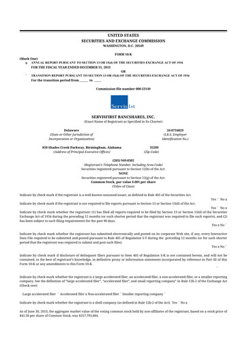 Thumbnail ServisFirst Bancshares 10-K Annual Report 2013