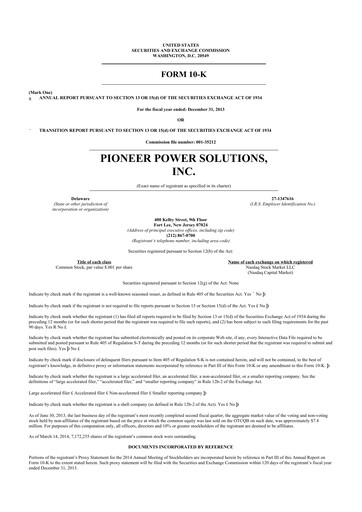 Thumbnail Pioneer Power Solutions 10-K Annual Report 2013