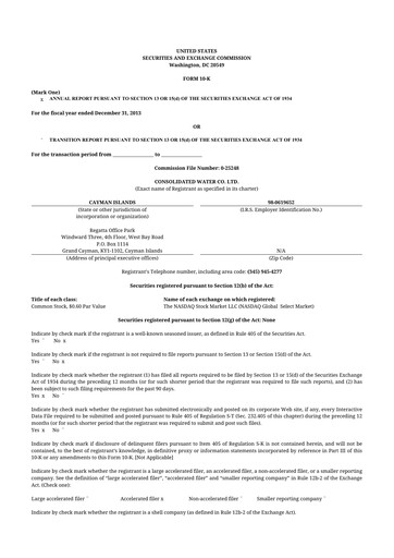 Thumbnail Consolidated Water 10-K Annual Report 2013