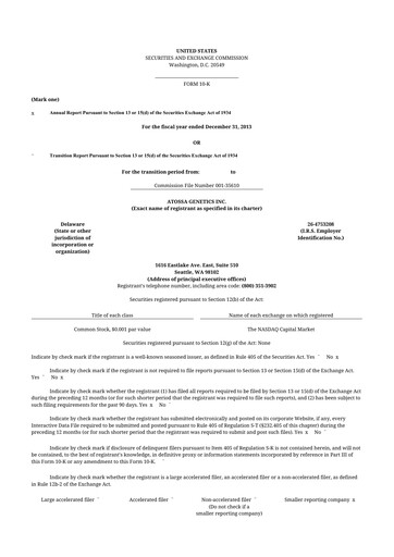 Thumbnail Atossa Therapeutics 10-K Annual Report 2013