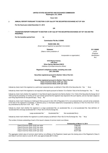 Thumbnail Urban One
 10-K Annual Report 2013