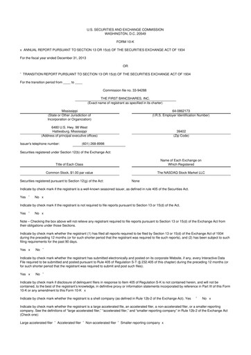 Thumbnail The First Bancshares 10-K Annual Report 2013