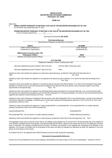 Thumbnail First Internet Bancorp
 10-K Annual Report 2013