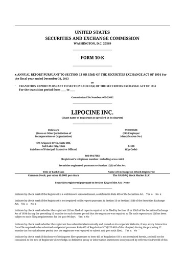 Thumbnail Lipocine 10-K Annual Report 2013