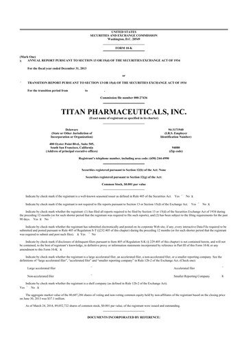 Thumbnail Titan Pharmaceuticals
 10-K Annual Report 2013