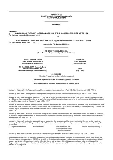 Vorschaubild Fennec Pharmaceuticals 10-K Jahresbericht 2013
