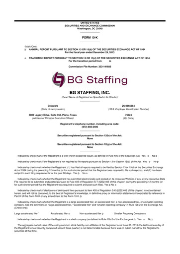 Thumbnail BG Staffing
 10-K Annual Report 2013