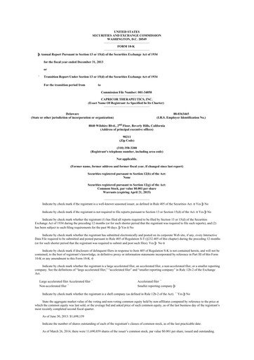 Miniature Capricor Therapeutics
 10-K Rapport annuel 2013