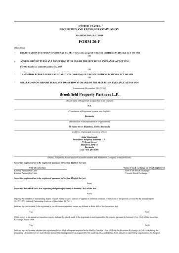 Miniature Brookfield Property Partners
 20-F Rapport annuel 
