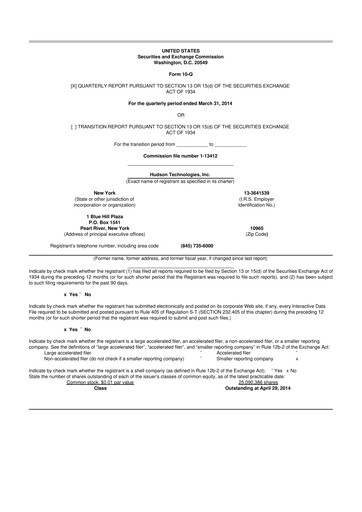 Thumbnail Hudson Technologies 10-Q Quarterly Report FY2014 