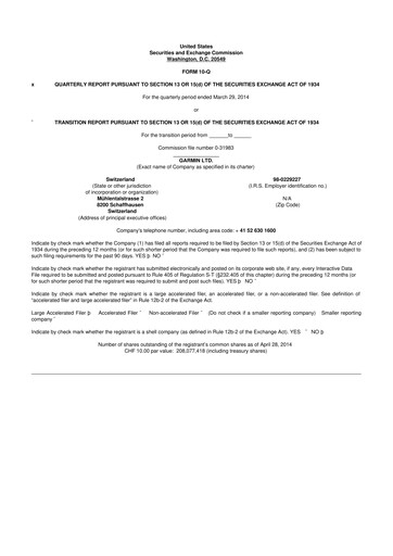 Vorschaubild Garmin 10-Q Quartalsbericht 2014 