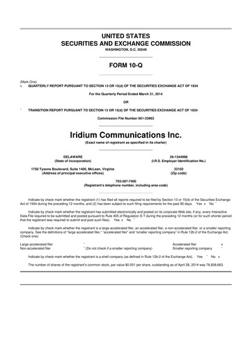 Thumbnail Iridium Communications 10-Q Quarterly Report FY2014 